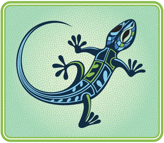 Un petit lézard coloré à longue queue pointue.